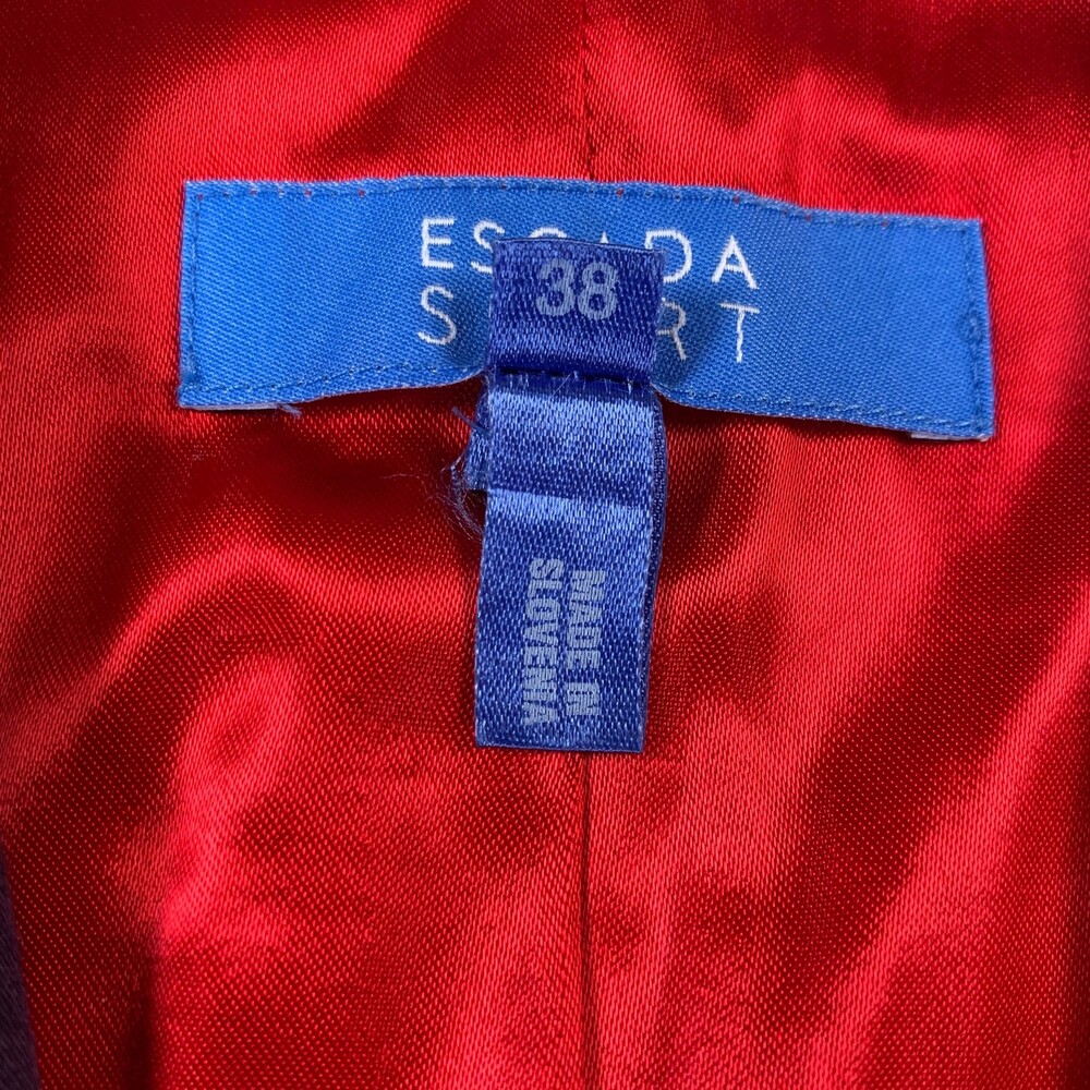 Escada Sport Blazer Jacket Japanese Floral Print Cotton Red Lining Size 38 - Picture 3 of 11